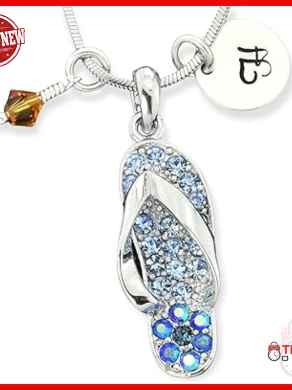 Sterling Silver Personalized Initial Birthstone Pendant Necklace Adjustable